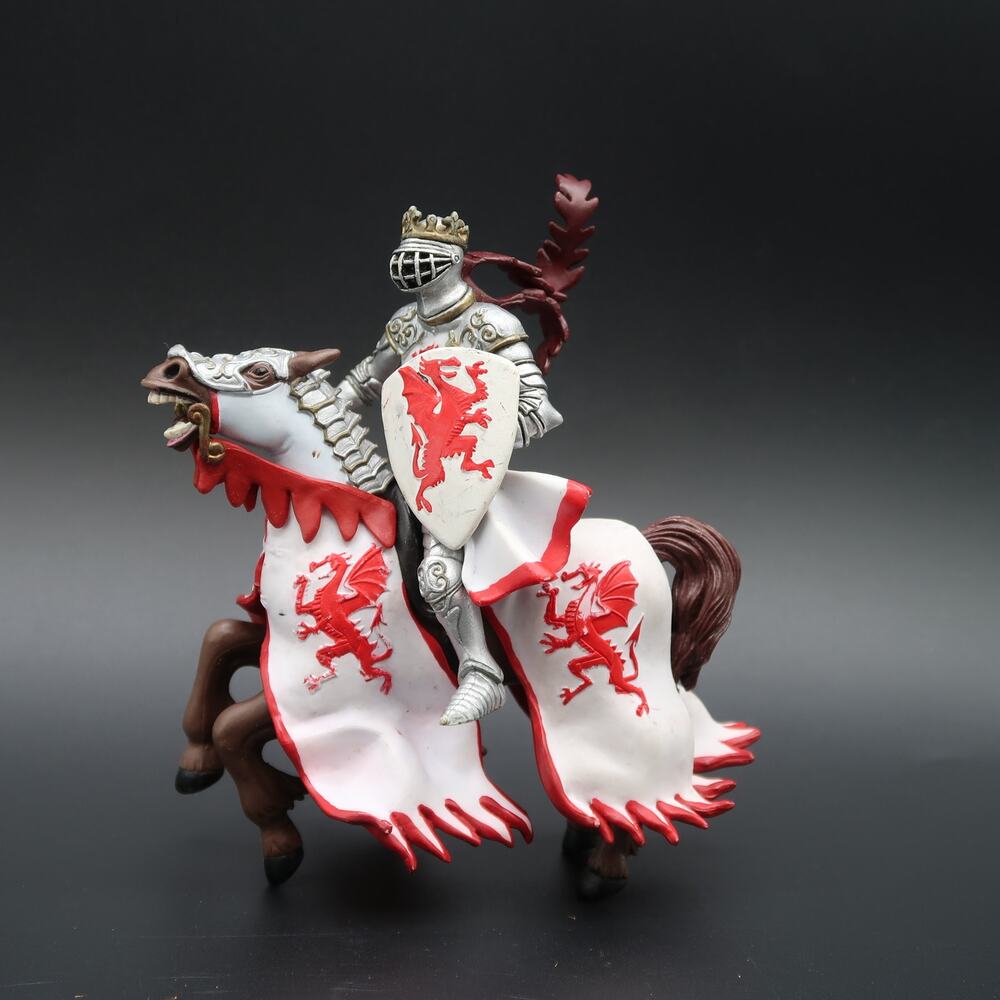Papo Red Dragon Knight Horseback Lancer Figure Fantasy Medieval Incomplete